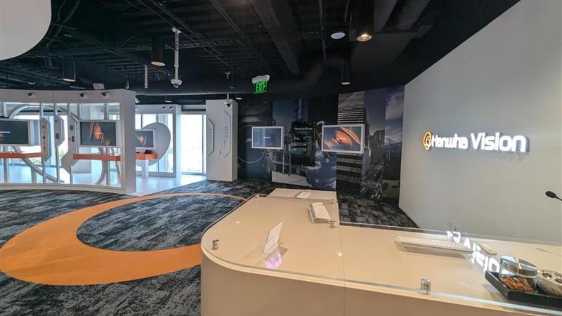 Reception and demo area at the Hanwha Vision HITE in Irvine