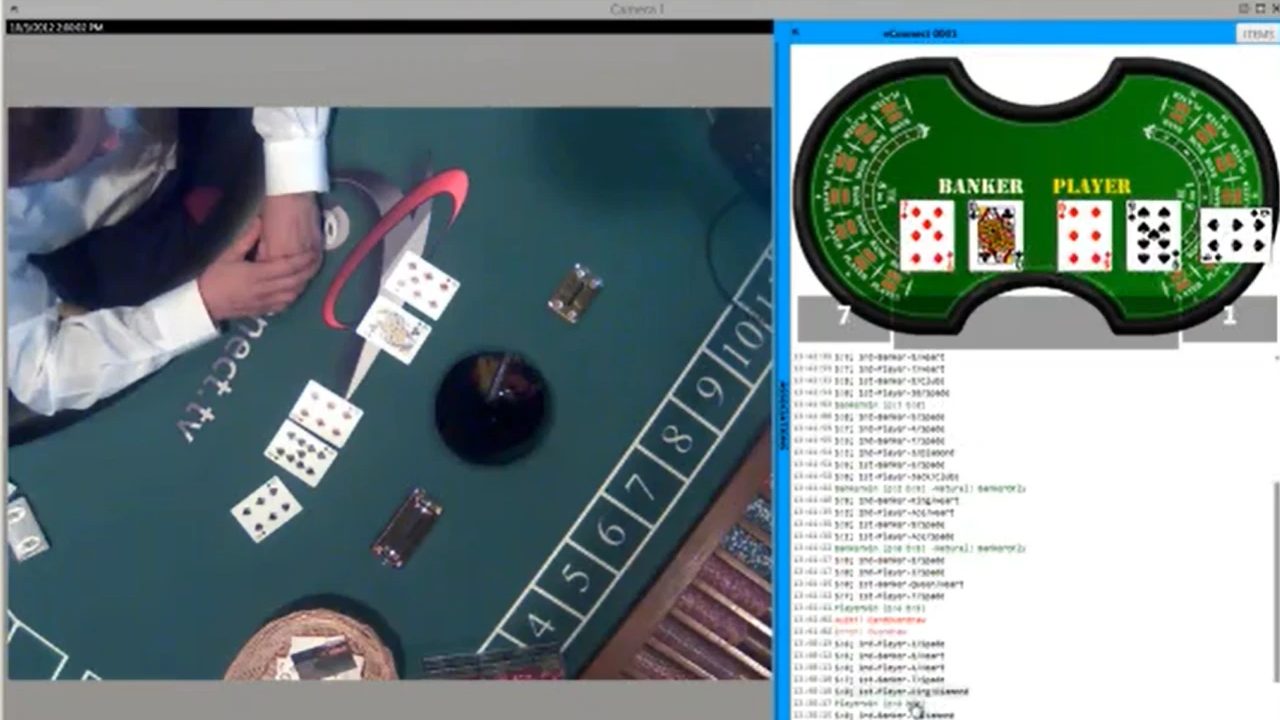 Baccarat Analyzer pairing the table camera with live game state and card log