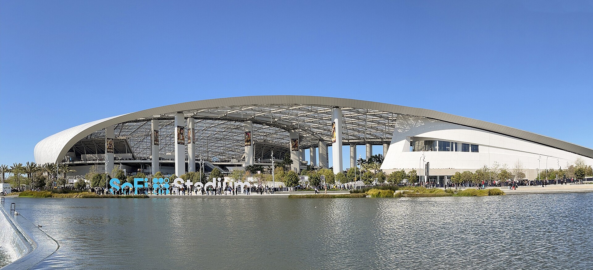 The exterior of SoFi Stadium in Inglewood, California